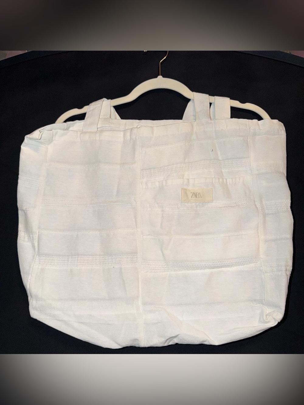 Zara Off-White Recycled Canvas Tote